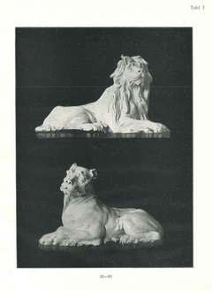 Tafel 3: Foto der Meissener Tierplastiken von Löwe und Löwin