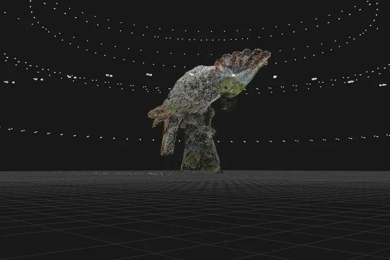 Foto, Punktwolke mit Farbinformationen in Form des Kakadu