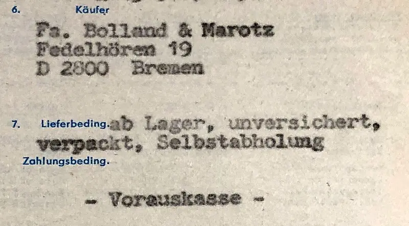 Auszug aus einem Lieferschein