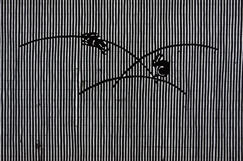 Ausschnitt mit Hasen eines Katagami aus der Sammlung des KGM