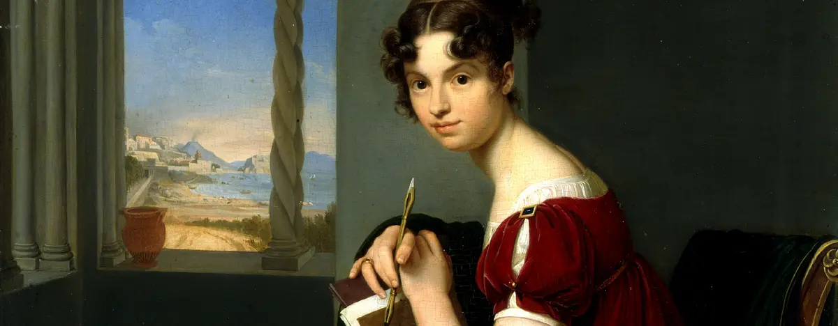 Eine Frau mit Malutensilien 
