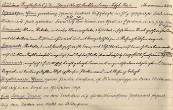 Ausschnitt einer handschriftlichen Liste 
