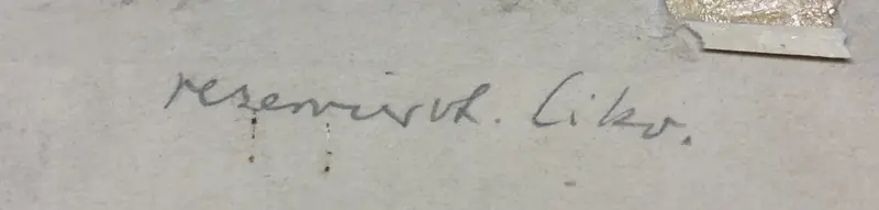 Detail der Rückseite mit Aufschrift "reserviert. Ciko."